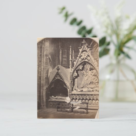 アンティークの墓の写真カスタムハロウィーンの招待 ポストカード (スタンド正面)