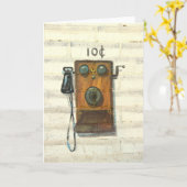 アンティークの壁掛け電話グリーティングカード カード (黄色い花)