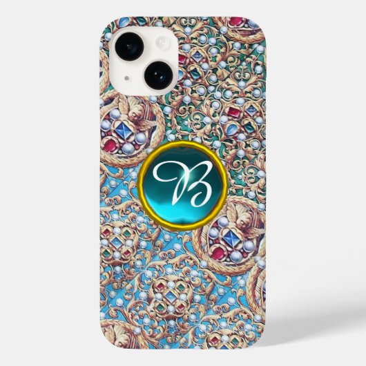 アンティークの宝石、宝石、真珠、天使モノグラム Case-Mate iPhoneケース (裏面)