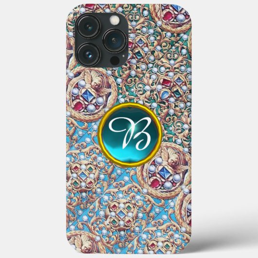 アンティークの宝石、宝石、真珠、天使モノグラム Case-Mate iPhoneケース (裏面)