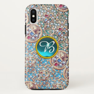 アンティークの宝石、宝石、真珠、天使モノグラム iPhone XSケース