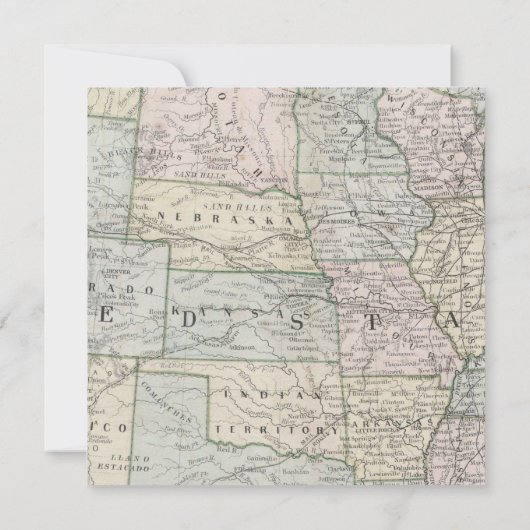 アンティークの州統一されたの地図の移動 招待状 (裏面)