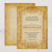 アンティークの巻物 オルネートフレーム 古い紙 ウェディング 招待状 (正面/裏面)