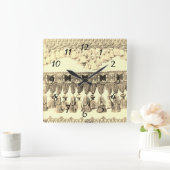 アンティークの房とレースの部族模様 スクエア壁時計 (ホーム)