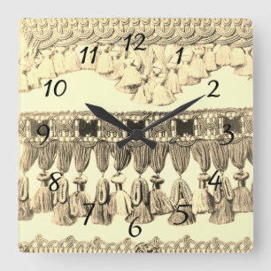 アンティークの房とレースの部族模様 スクエア壁時計