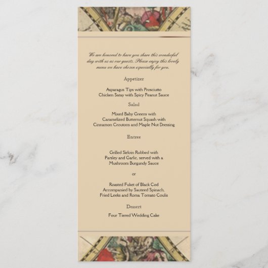 アンティークの旧ワールド結婚マップのメニュー メニュー (正面)