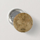 アンティークの旧世界地図をピンに 缶バッジ (正面&裏面)