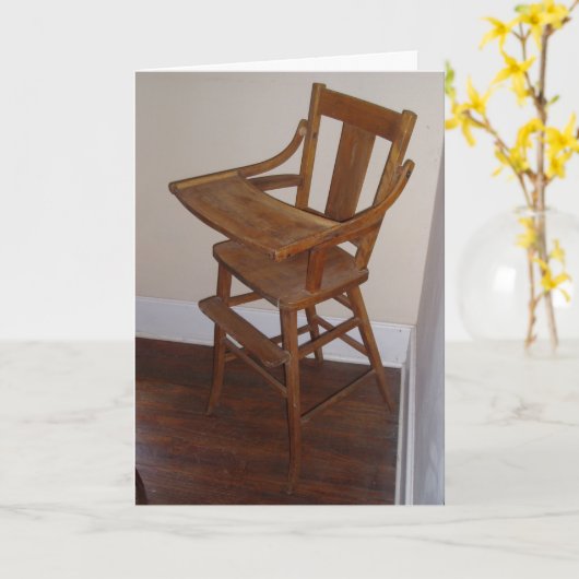 「アンティークの木製ハイチェア」誕生日カード カード (黄色い花)
