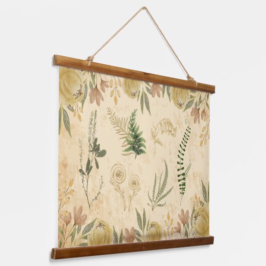 アンティークの植物及びフローラウッドトップタペストリー 吊り下げ型タペストリー (傾斜あり)