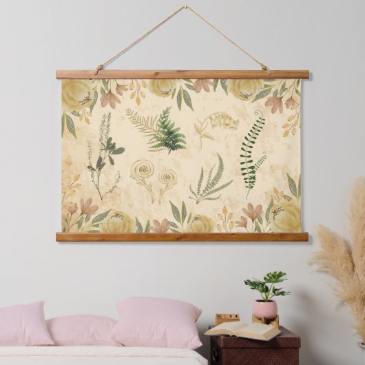 アンティークの植物及びフローラウッドトップタペストリー 吊り下げ型タペストリー (寝室)