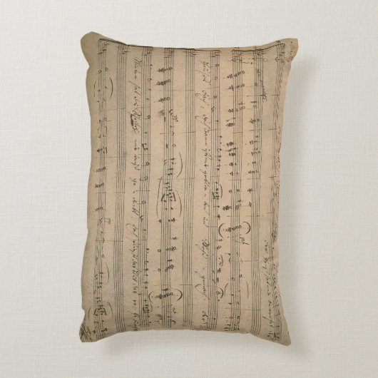 アンティークの楽譜1822年の歌オールドマン アクセントクッション (裏面(縦))