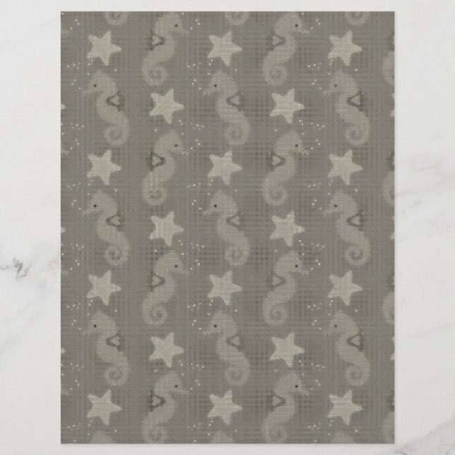 アンティークの海馬とヒトデ模様 (正面)