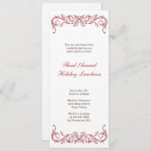 アンティークの白い赤い巻物クリスマスのフォーマル休日 招待状 (正面/裏面)