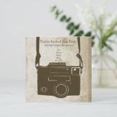 アンティークの紙の古いレトロのフィルムのカメラ 招待状 (スタンド正面)