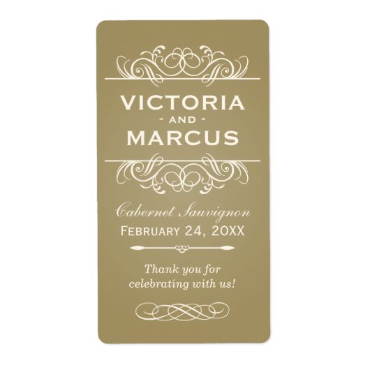 アンティークの結婚ワインボトルモノグラムの有利ラベル ラベル (正面)