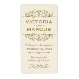 アンティークの結婚ワインボトルモノグラムの有利ラベル ラベル