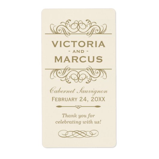 アンティークの結婚ワインボトルモノグラムの有利ラベル ラベル (正面)