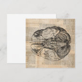 アンティークの脳図 古風なアート 招待状 (正面/裏面)