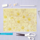 アンティークの花のスケッチと黄色のデコページ 薄葉紙 (クラフト)