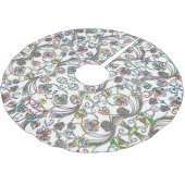 アンティークの花数々の柄の色（白） ブラッシュドポリエステルツリースカート (アングル)