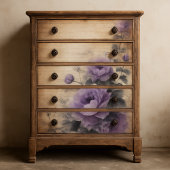 アンティークの花束の紫のバラとツタのデコパージュ 薄葉紙