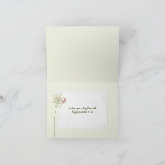 アンティークの花束誕生日デイジーのティーカップ カード (内部)