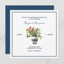 アンティークの花瓶結婚付き植物 招待状