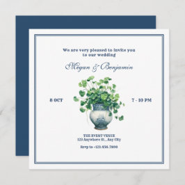 アンティークの花瓶結婚付き植物 招待状