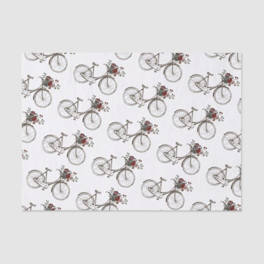 アンティークの花籠付き自転車 薄葉紙 (正面)