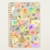 アンティークの鉛筆勉強の頭、手、耳と目 プランナー手帳 (正面)