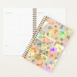 アンティークの鉛筆勉強の頭、手、耳と目 プランナー手帳