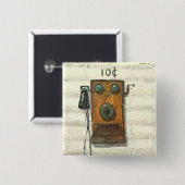 アンティークの電話ボタン 缶バッジ (正面&裏面)