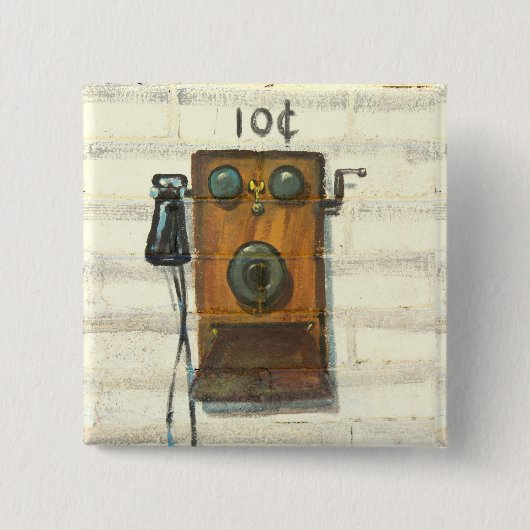 アンティークの電話ボタン 缶バッジ (正面)
