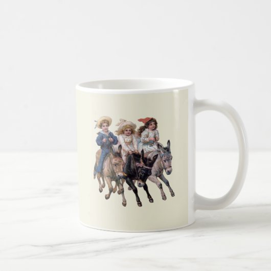アンティークの馬のポニー子供アート コーヒーマグカップ (右)