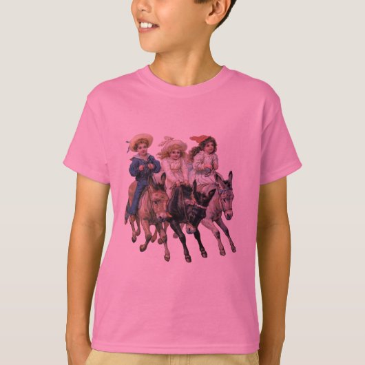 アンティークの馬のポニー子供アート Tシャツ (正面)