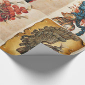 アンティークの騎士ヘルメットと羽のドラゴン ラッピングペーパー (角)