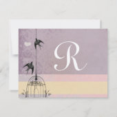 アンティークの鳥かごのナスの結婚式の招待状 出欠カード (裏面)