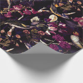 アンティークの鳥と花の模様(紫) ラッピングペーパー (角)