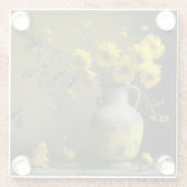 アンティークの黄色い花瓶 ガラスコースター (裏面)