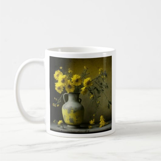 アンティークの黄色い花瓶 コーヒーマグカップ (左)