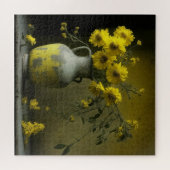 アンティークの黄色い花瓶 ジグソーパズル (横)