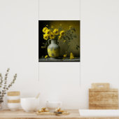 アンティークの黄色い花瓶 ポスター (キッチン)