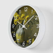 アンティークの黄色い花瓶 壁時計 (傾斜)