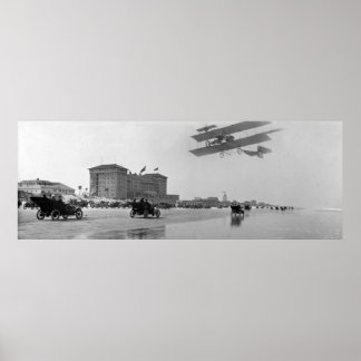 アンティークのBiplane over Daytonaビーチ，フロリダ， 1911 ポスター
