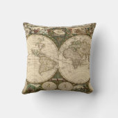 アンティークのFrederick de Wit著1660年の世界地図 クッション (裏面)