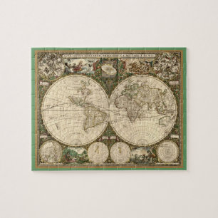 アンティークのFrederick de Wit著1660年の世界地図 ジグソーパズル