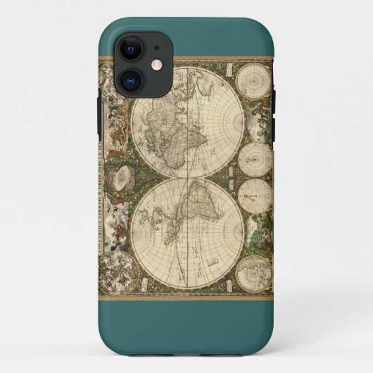 アンティークのFrederick de Wit著1660年の世界地図 Case-Mate iPhoneケース (裏面)