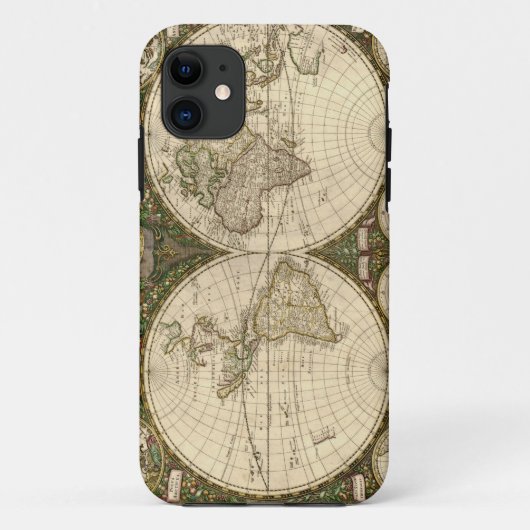 アンティークのFrederick de Wit著1660年の世界地図 Case-Mate iPhoneケース (裏面)