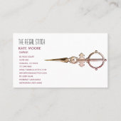 アンティークはさみ及びバナーピンクのシーストレス 名刺 (裏面)