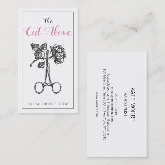 アンティークはさみ美容師 名刺 (正面/裏面)